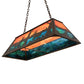 Meyda Lighting Deer at Lake 40" 6-Light Timeless Bronze Island Pendant Light With Orange Opal & Blue Green Shade Glass