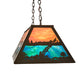 Meyda Lighting Deer at Lake 40" 6-Light Timeless Bronze Island Pendant Light With Orange Opal & Blue Green Shade Glass