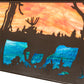 Meyda Lighting Deer at Lake 40" 6-Light Timeless Bronze Island Pendant Light With Orange Opal & Blue Green Shade Glass