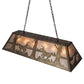 Meyda Lighting Deer at Lake 48" 6-Light Antique Copper Island Pendant Light With Silver Mica Shade Glass
