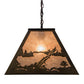 Meyda Lighting Deer at Lake 48" 6-Light Antique Copper Island Pendant Light With Silver Mica Shade Glass
