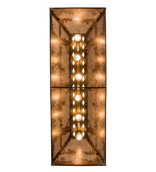 Meyda Lighting Deer at Lake 48" 6-Light Antique Copper Island Pendant Light With Silver Mica Shade Glass