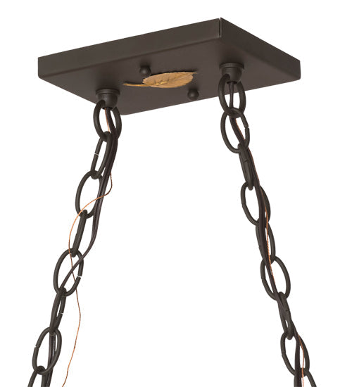 Meyda Lighting Deer at Lake 48" 6-Light Oil Rubbed Bronze Island Pendant Light With Silver Mica Shade Glass