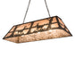 Meyda Lighting Deer at Lake 48" 6-Light Oil Rubbed Bronze Island Pendant Light With Silver Mica Shade Glass