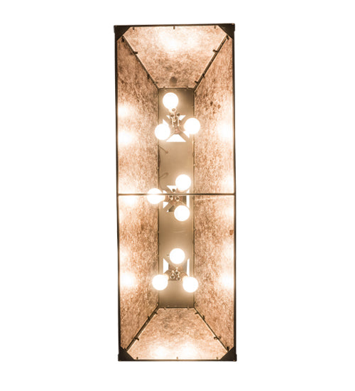 Meyda Lighting Deer at Lake 48" 6-Light Oil Rubbed Bronze Island Pendant Light With Silver Mica Shade Glass