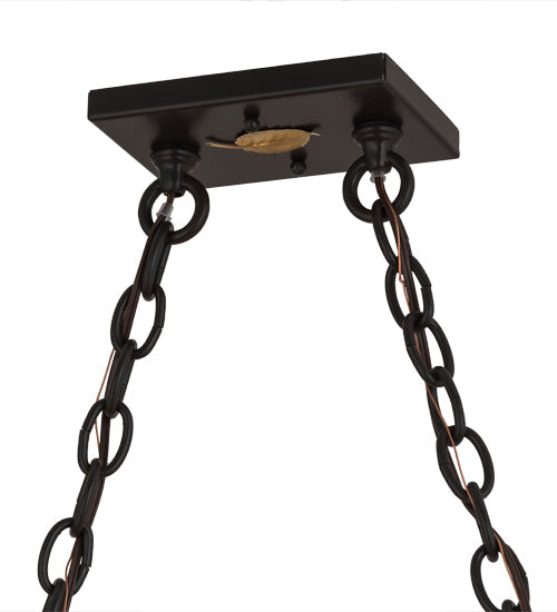 Meyda Lighting Deer at Lake 48" 6-Light Timeless Bronze Island Pendant Light With Amber & Blue Shade Glass