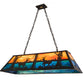 Meyda Lighting Deer at Lake 48" 6-Light Timeless Bronze Island Pendant Light With Amber & Blue Shade Glass
