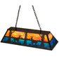 Meyda Lighting Deer at Lake 48" 6-Light Timeless Bronze Island Pendant Light With Amber & Blue Shade Glass