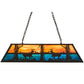 Meyda Lighting Deer at Lake 48" 6-Light Timeless Bronze Island Pendant Light With Amber & Blue Shade Glass
