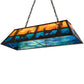 Meyda Lighting Deer at Lake 48" 6-Light Timeless Bronze Island Pendant Light With Amber & Blue Shade Glass