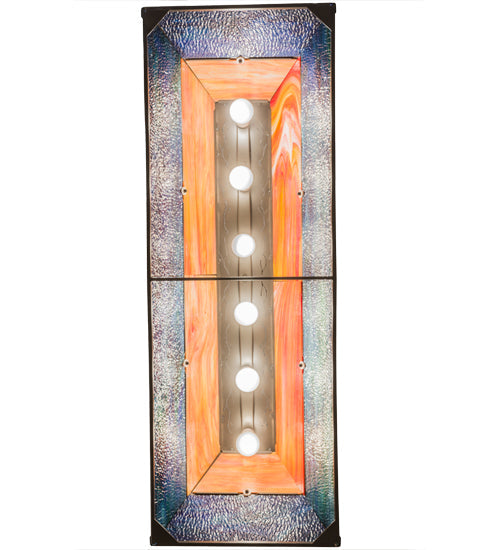 Meyda Lighting Deer at Lake 48" 6-Light Timeless Bronze Island Pendant Light With Amber & Blue Shade Glass
