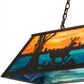 Meyda Lighting Deer at Lake 48" 6-Light Timeless Bronze Island Pendant Light With Amber & Blue Shade Glass