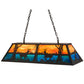 Meyda Lighting Deer at Lake 48" 6-Light Timeless Bronze Island Pendant Light With Amber & Blue Shade Glass