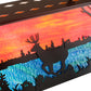 Meyda Lighting Deer at Lake 48" 6-Light Timeless Bronze Island Pendant Light With Orange & Blue Shade Glass