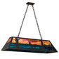 Meyda Lighting Deer at Lake 48" 6-Light Timeless Bronze Island Pendant Light With Orange & Blue Shade Glass