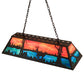 Meyda Lighting Deer at Lake 48" 6-Light Timeless Bronze Island Pendant Light With Orange & Blue Shade Glass