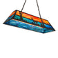 Meyda Lighting Deer at Lake 48" 6-Light Timeless Bronze Island Pendant Light With Orange & Blue Shade Glass