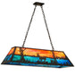 Meyda Lighting Deer at Lake 48" 6-Light Timeless Bronze Island Pendant Light With Orange & Blue Shade Glass
