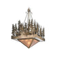 Meyda Lighting Deer at Lake 51" 5-Light Antique Copper Inverted Pendant Light With Silver Mica Shade Glass
