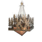 Meyda Lighting Deer at Lake 51" 5-Light Antique Copper Inverted Pendant Light With Silver Mica Shade Glass