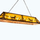 Meyda Lighting Deer at Lake 60" 9-Light Antique Copper Island Pendant Light With Amber Mica Shade Glass