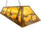 Meyda Lighting Deer at Lake 60" 9-Light Antique Copper Island Pendant Light With Amber Mica Shade Glass