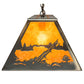 Meyda Lighting Deer at Lake 60" 9-Light Antique Copper Island Pendant Light With Amber Mica Shade Glass