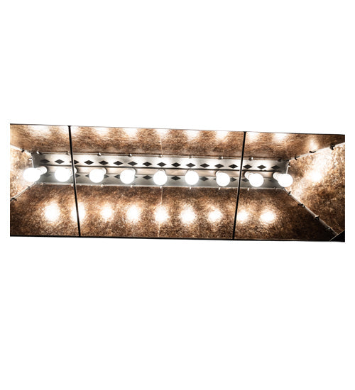 Meyda Lighting Deer at Lake 60" 9-Light Antique Copper Island Pendant Light With Amber Mica Shade Glass