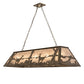 Meyda Lighting Deer at Lake 60" 9-Light Antique Copper Island Pendant Light With Silver Mica Shade Glass