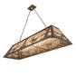 Meyda Lighting Deer at Lake 60" 9-Light Antique Copper Island Pendant Light With Silver Mica Shade Glass