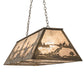 Meyda Lighting Deer at Lake 60" 9-Light Antique Copper Island Pendant Light With Silver Mica Shade Glass