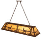 Meyda Lighting Deer at Lake 60" 9-Light Earth Island Pendant Light With Beige Art Shade Glass
