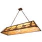Meyda Lighting Deer at Lake 60" 9-Light Earth Island Pendant Light With Beige Art Shade Glass