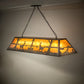 Meyda Lighting Deer at Lake 72" 11-Light Antique Copper Island Pendant Light With Amber Mica Shade Glass