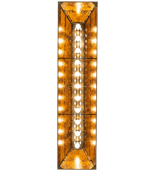 Meyda Lighting Deer at Lake 72" 11-Light Antique Copper Island Pendant Light With Amber Mica Shade Glass