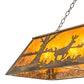 Meyda Lighting Deer at Lake 72" 11-Light Antique Copper Island Pendant Light With Amber Mica Shade Glass