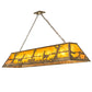 Meyda Lighting Deer at Lake 72" 11-Light Antique Copper Island Pendant Light With Amber Mica Shade Glass