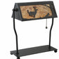 Meyda Lighting Deer on the Loose 13"H x 11"W Textured Black Floor Lamp With Amber Mica Shade Glass