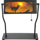 Meyda Lighting Deer on the Loose 13"H x 11"W Textured Black Floor Lamp With Amber Mica Shade Glass