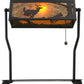 Meyda Lighting Deer on the Loose 13"H x 11"W Textured Black Floor Lamp With Amber Mica Shade Glass