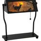 Meyda Lighting Deer on the Loose 13"H x 11"W Textured Black Floor Lamp With Amber Mica Shade Glass