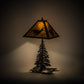 Meyda Lighting Deer on the Loose 22" 2-Light Textured Black Table Lamp With Amber Mica Shade Glass and Lighted Base