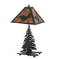 Meyda Lighting Deer on the Loose 22" 2-Light Textured Black Table Lamp With Amber Mica Shade Glass and Lighted Base