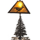Meyda Lighting Deer on the Loose 22" 2-Light Textured Black Table Lamp With Amber Mica Shade Glass and Lighted Base