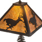 Meyda Lighting Deer on the Loose 22" 2-Light Textured Black Table Lamp With Amber Mica Shade Glass and Lighted Base