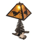 Meyda Lighting Deer on the Loose 22" 2-Light Textured Black Table Lamp With Amber Mica Shade Glass and Lighted Base