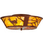 Meyda Lighting Deer on the Loose 22" 4-Light Rust Flush Mount Light With Tawnyrock Idalight Shade Glass