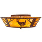 Meyda Lighting Deer on the Loose 22" 4-Light Rust Flush Mount Light With Tawnyrock Idalight Shade Glass