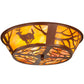 Meyda Lighting Deer on the Loose 22" 4-Light Rust Flush Mount Light With Tawnyrock Idalight Shade Glass