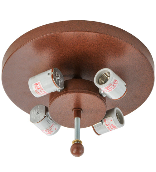 Meyda Lighting Deer on the Loose 22" 4-Light Rust Flush Mount Light With Tawnyrock Idalight Shade Glass